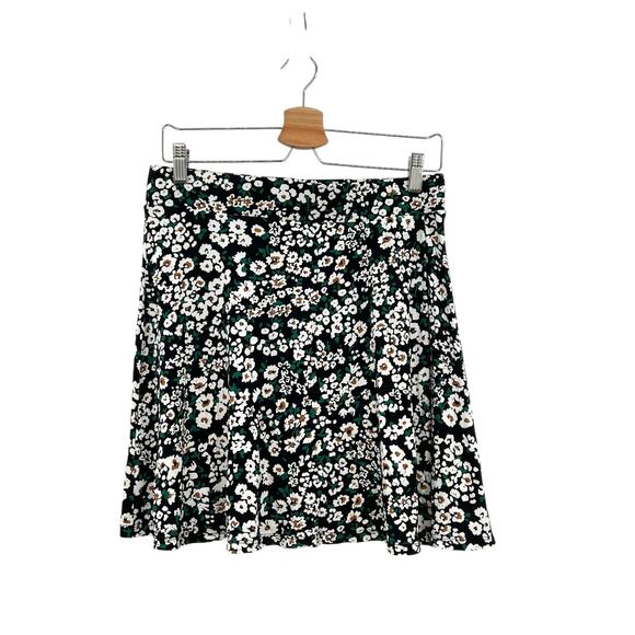 Boden Mini Skirt Jersey Floral Pull-on Black White Size US 8R - Picture 1 of 9